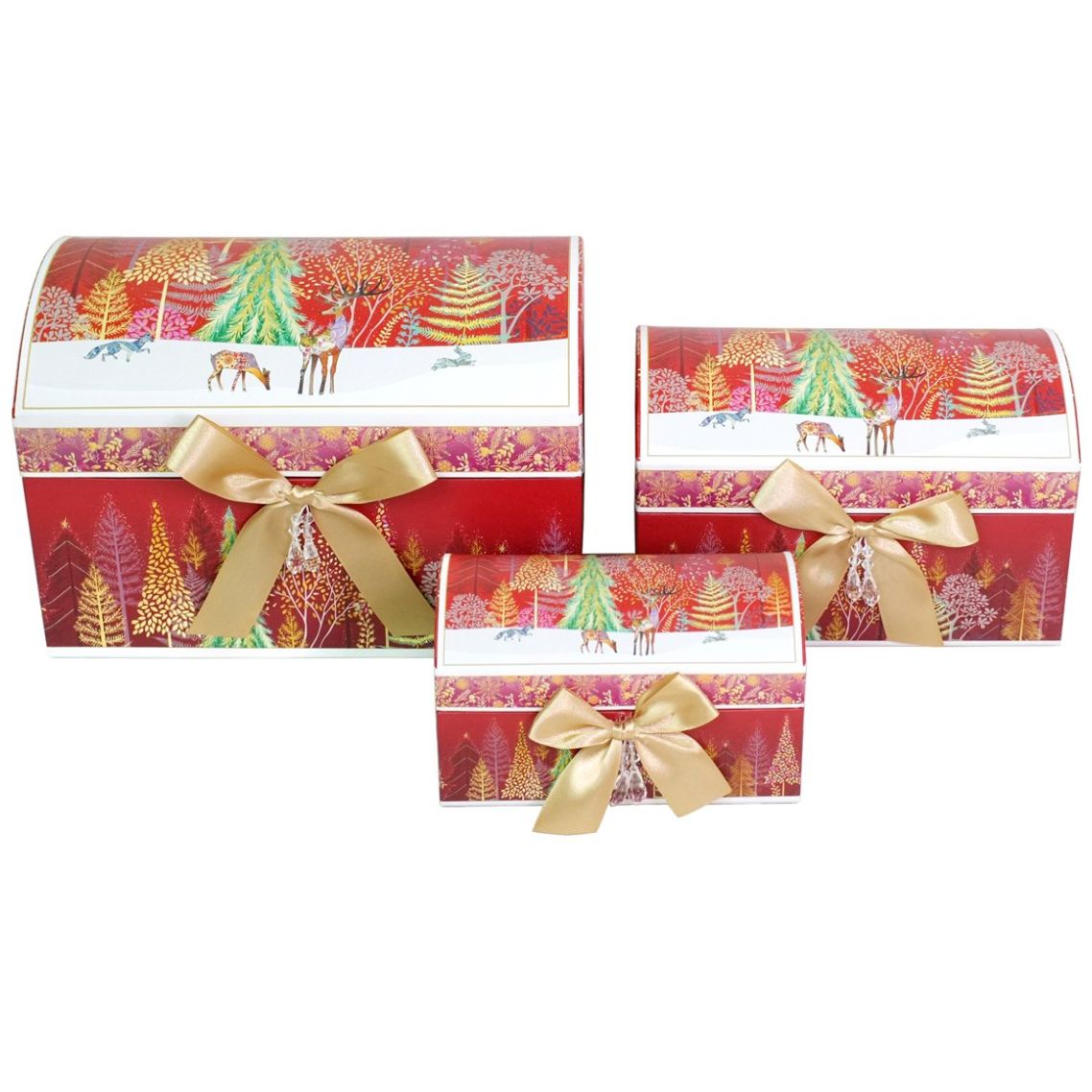 Set Cajas Tesoro 3 Piezas Papel Roja