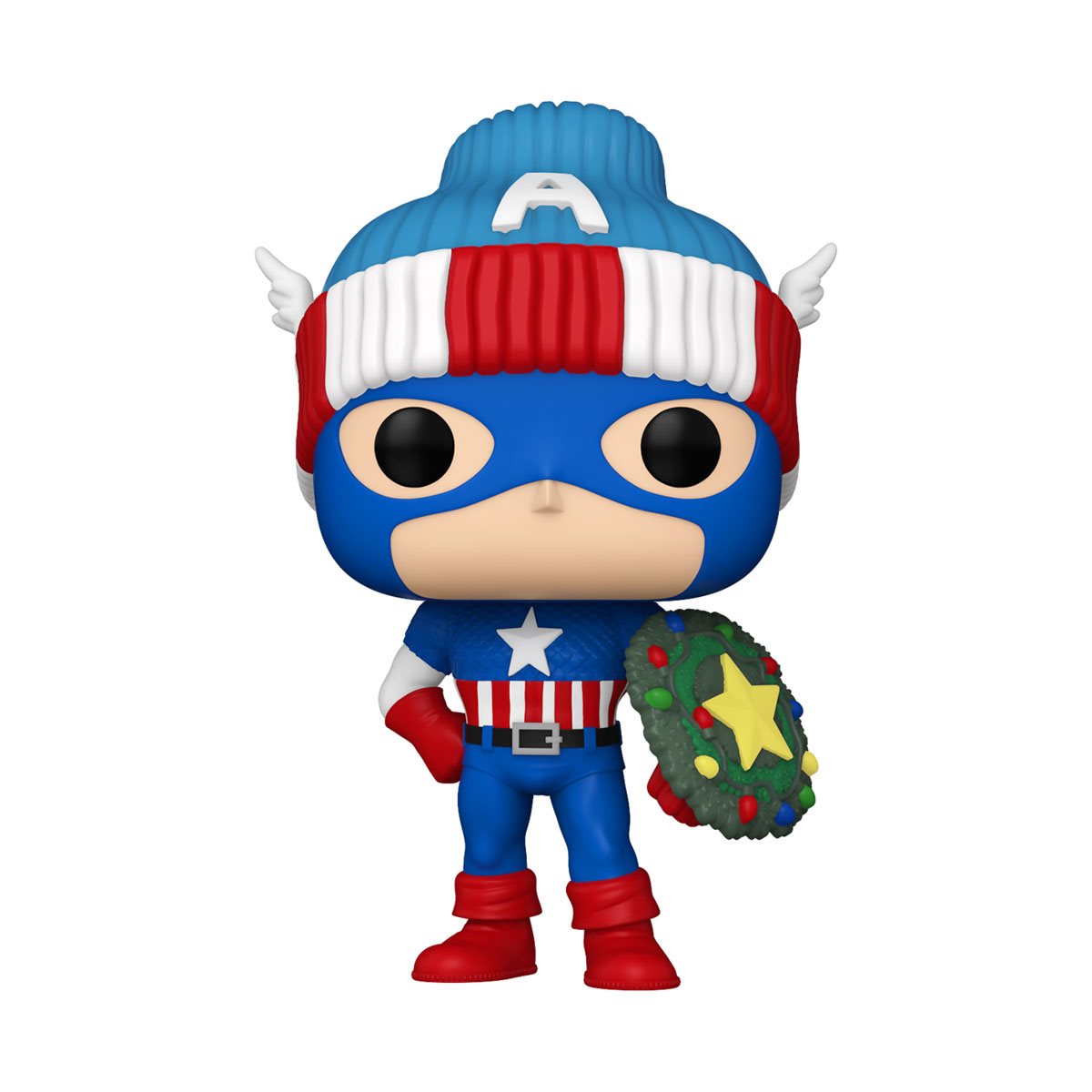 Funko Pop Marvel: Holiday - Capitán América con Gorro