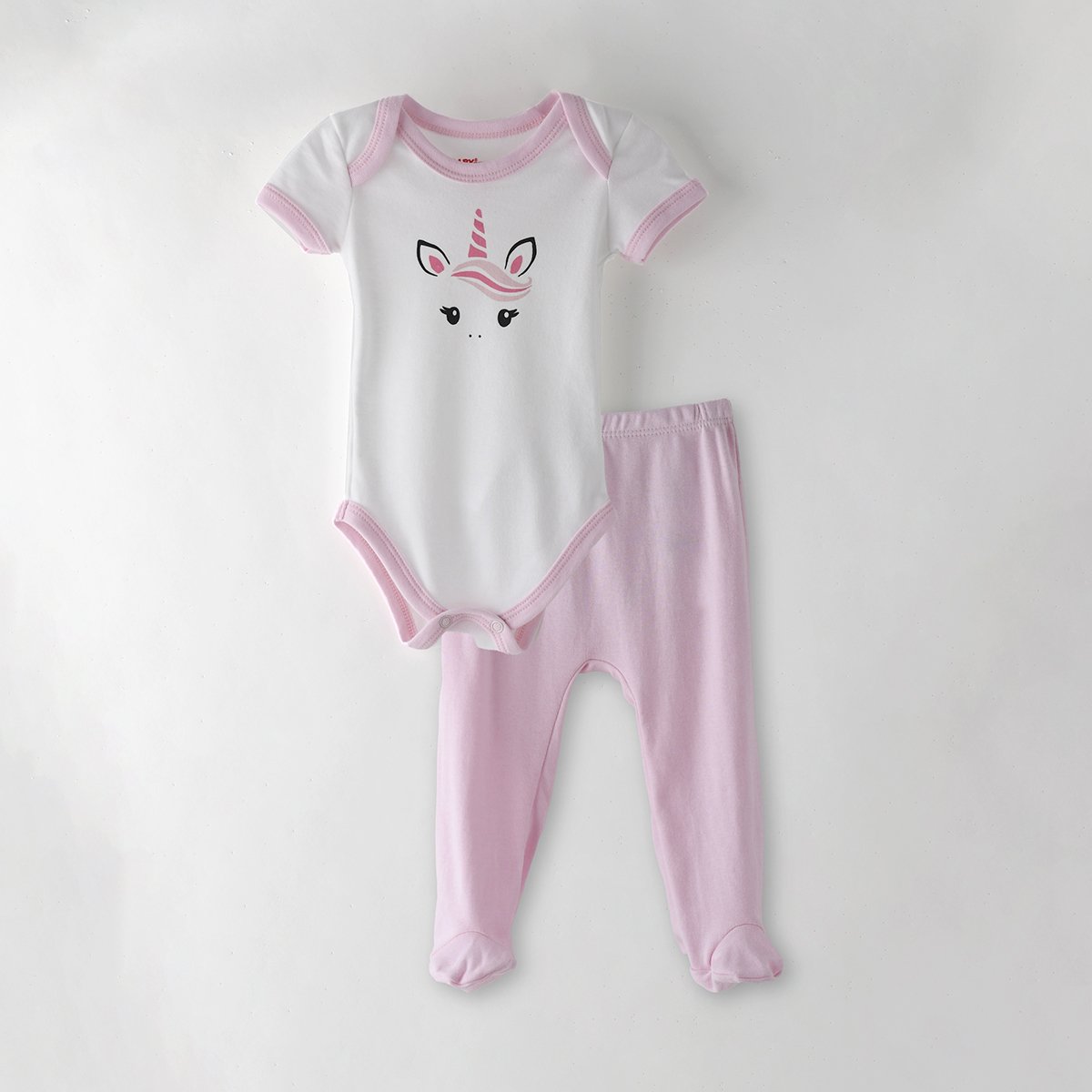 Conjunto Pañalero Manga Corta Pantalón Pie para Bebé Baby Creysi