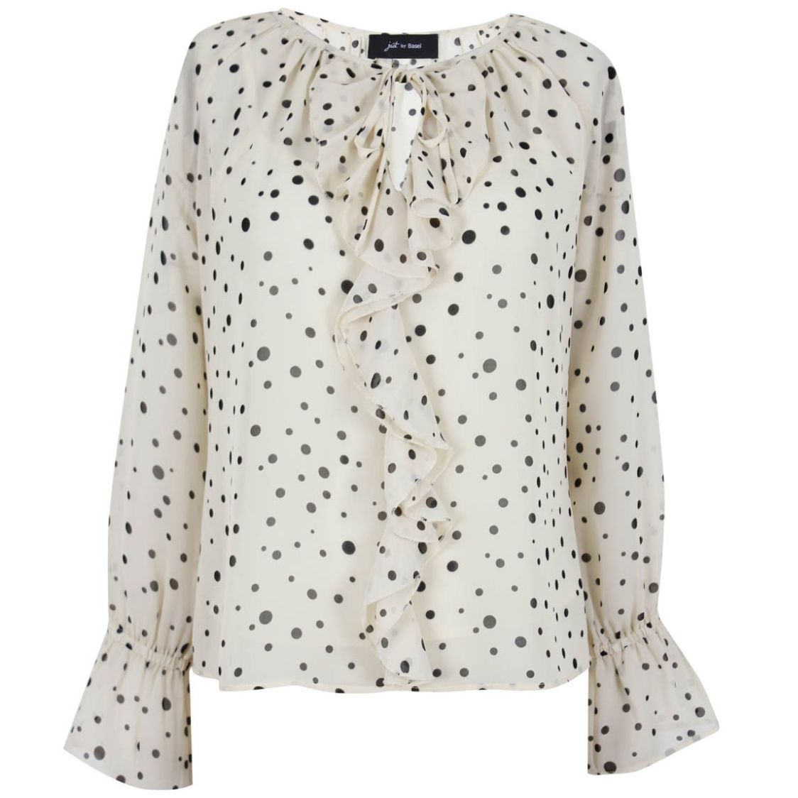 Blusa Dots con Escarola para Mujer Petite Just By Basel