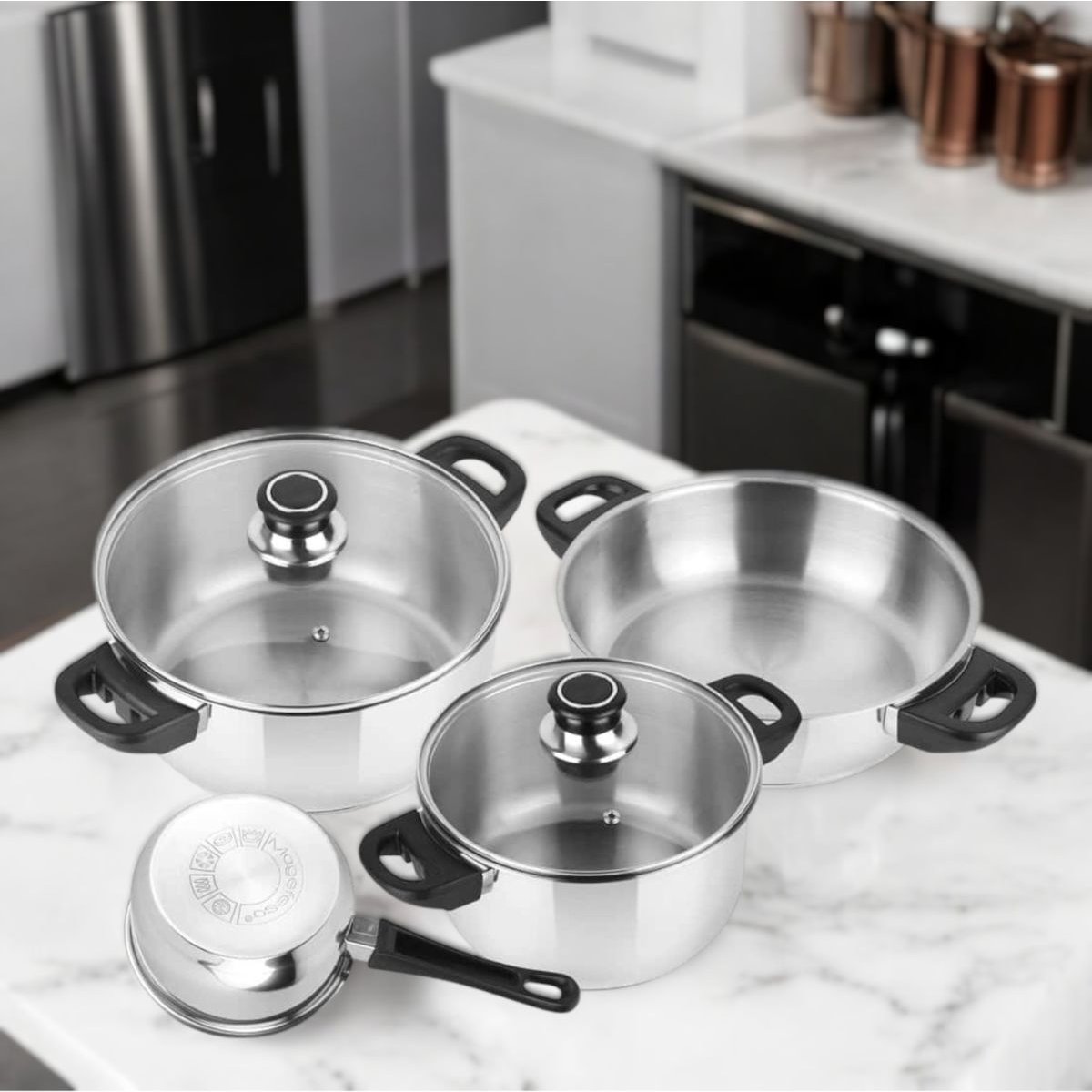 Batería Royal 6 Piezas Acero Inoxidable Magefesa