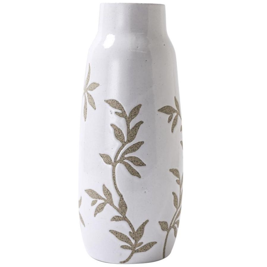 Vasija Cerámica Floral Beige Vintage Home