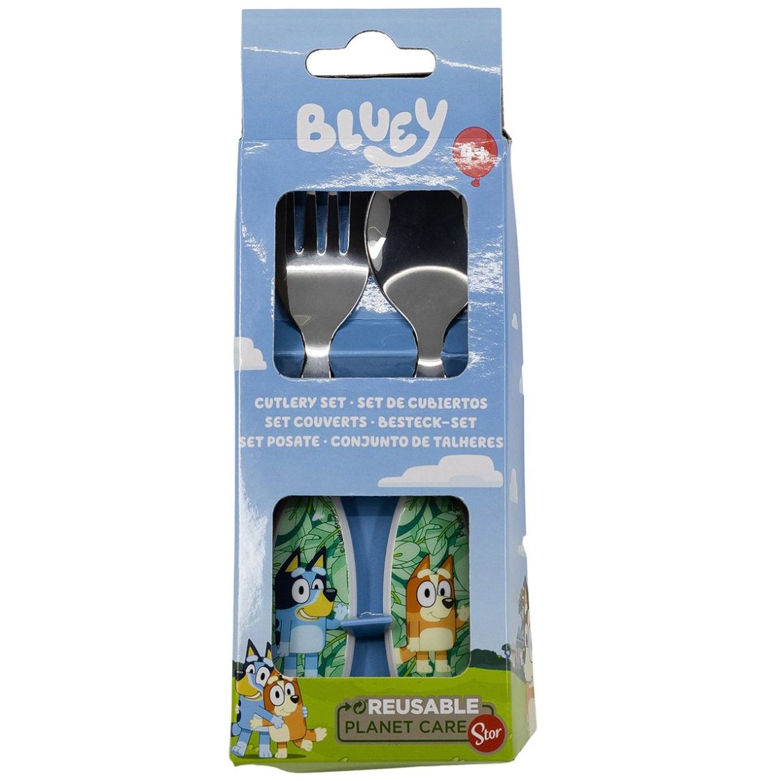 Set 2Pz Cubiertos Bluey Metálicos Azul Bbc