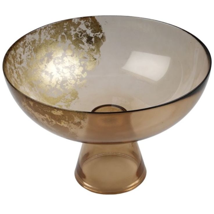 Bowl con Soporte Café Vidrio 28 Cm