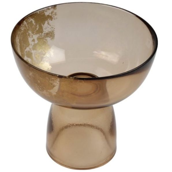 Bowl con Soporte Café Vidrio 14 Cm