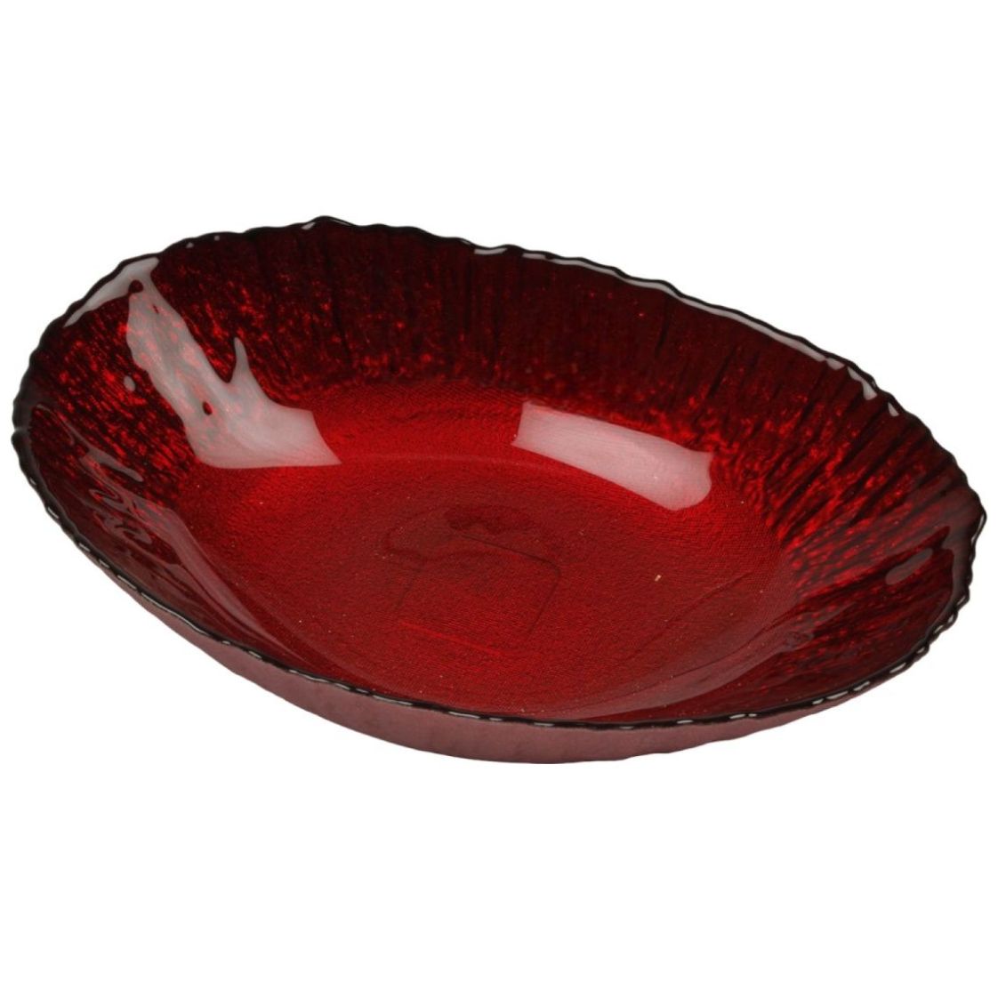 Bowl Ovalado Rojo Vidrio 28 Cm