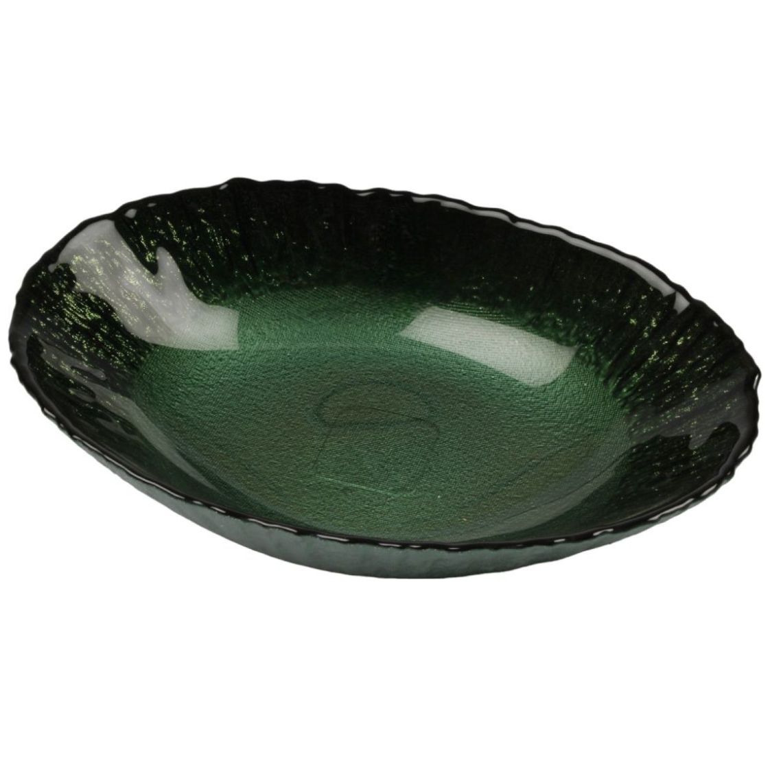 Bowl Ovalado Verde Vidrio 28 Cm Home & Details