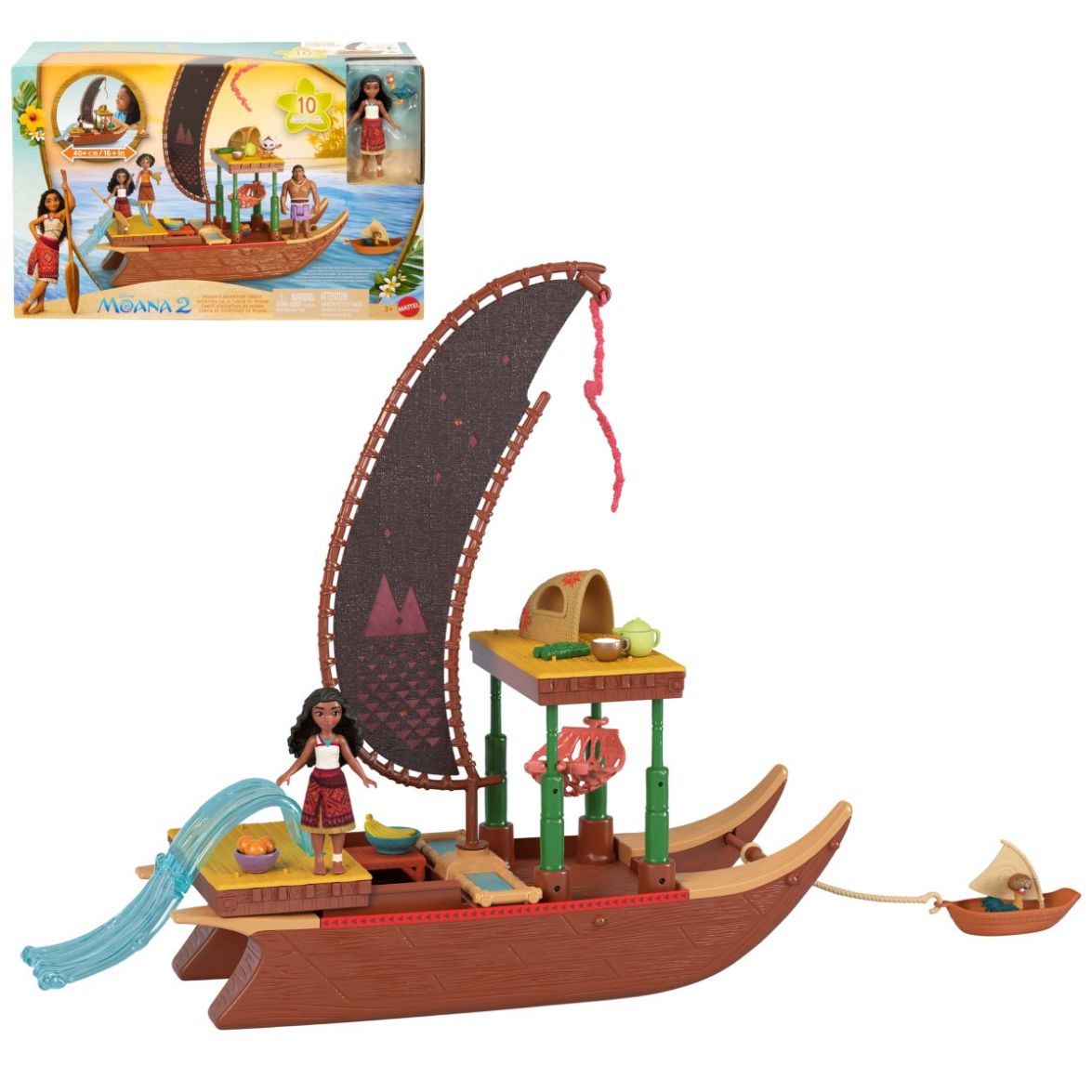 Moana 2 Set Canoa de Aventuras con Mini Muñeca y Accesorios Mattel