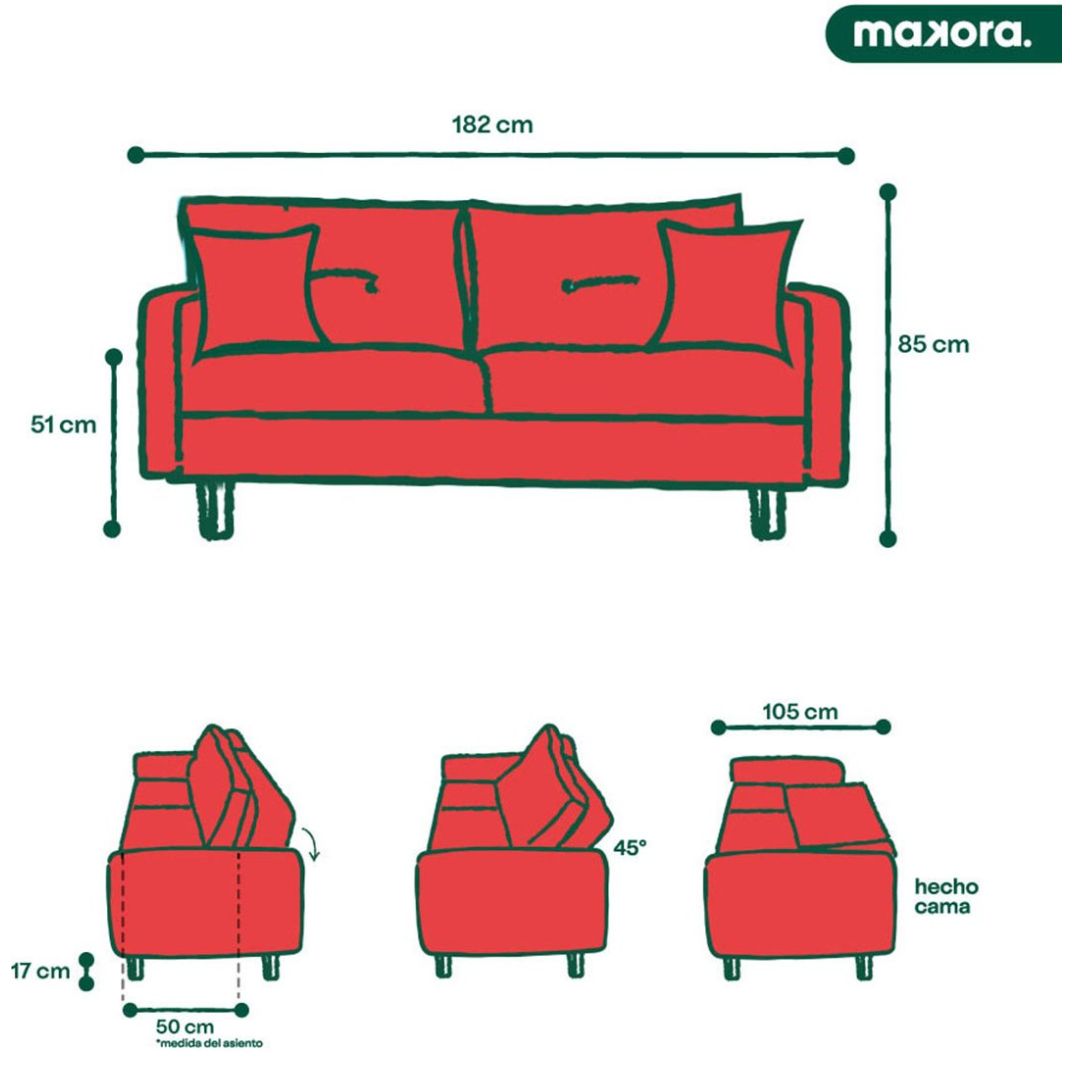 Sofá Cama Gris Claro Beehive Bristol Makora