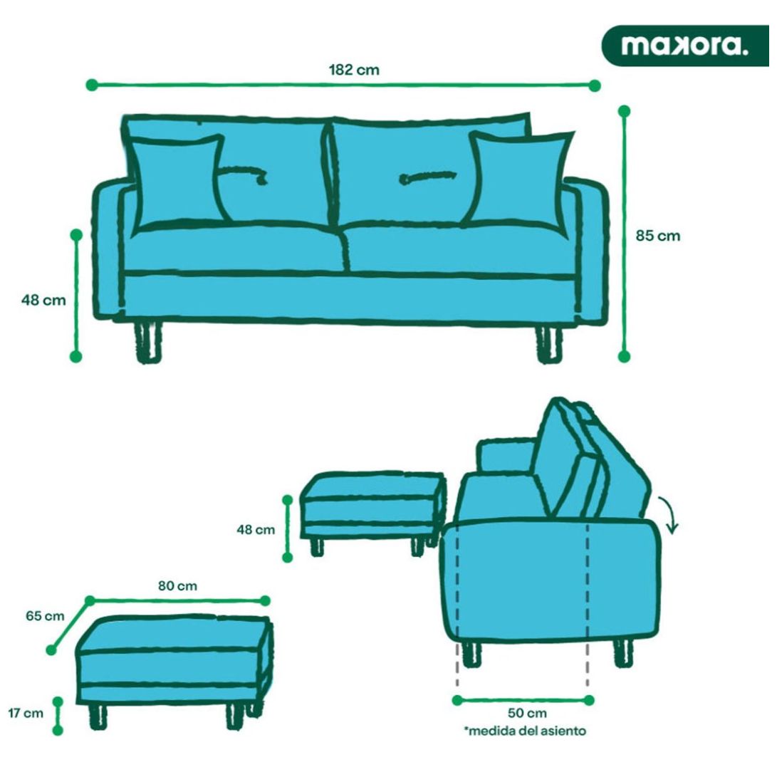 Sala Modular Cinnamon Azul Makora