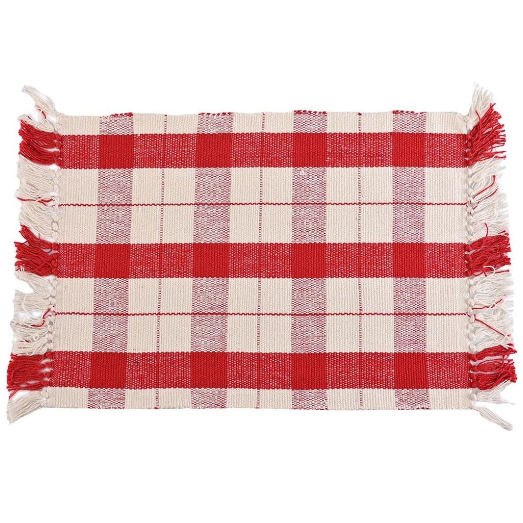 Mantel Red White Squares Vintage Home