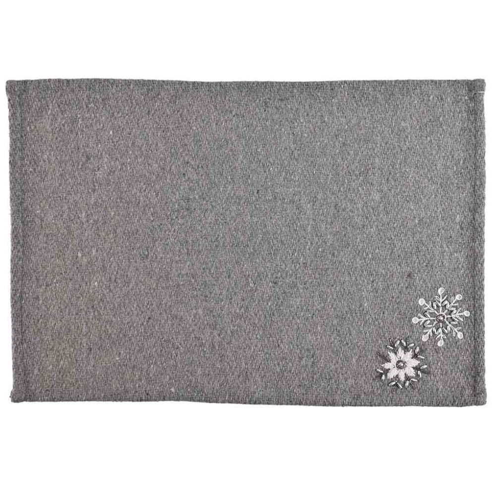 Mantel Bordado Snowflakes Gray Vintage Home