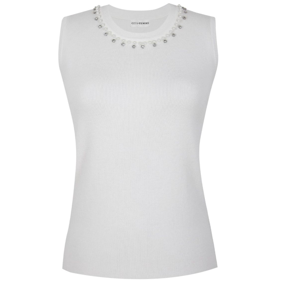 Top Tejido Rib con Cristales para Mujer City Femme