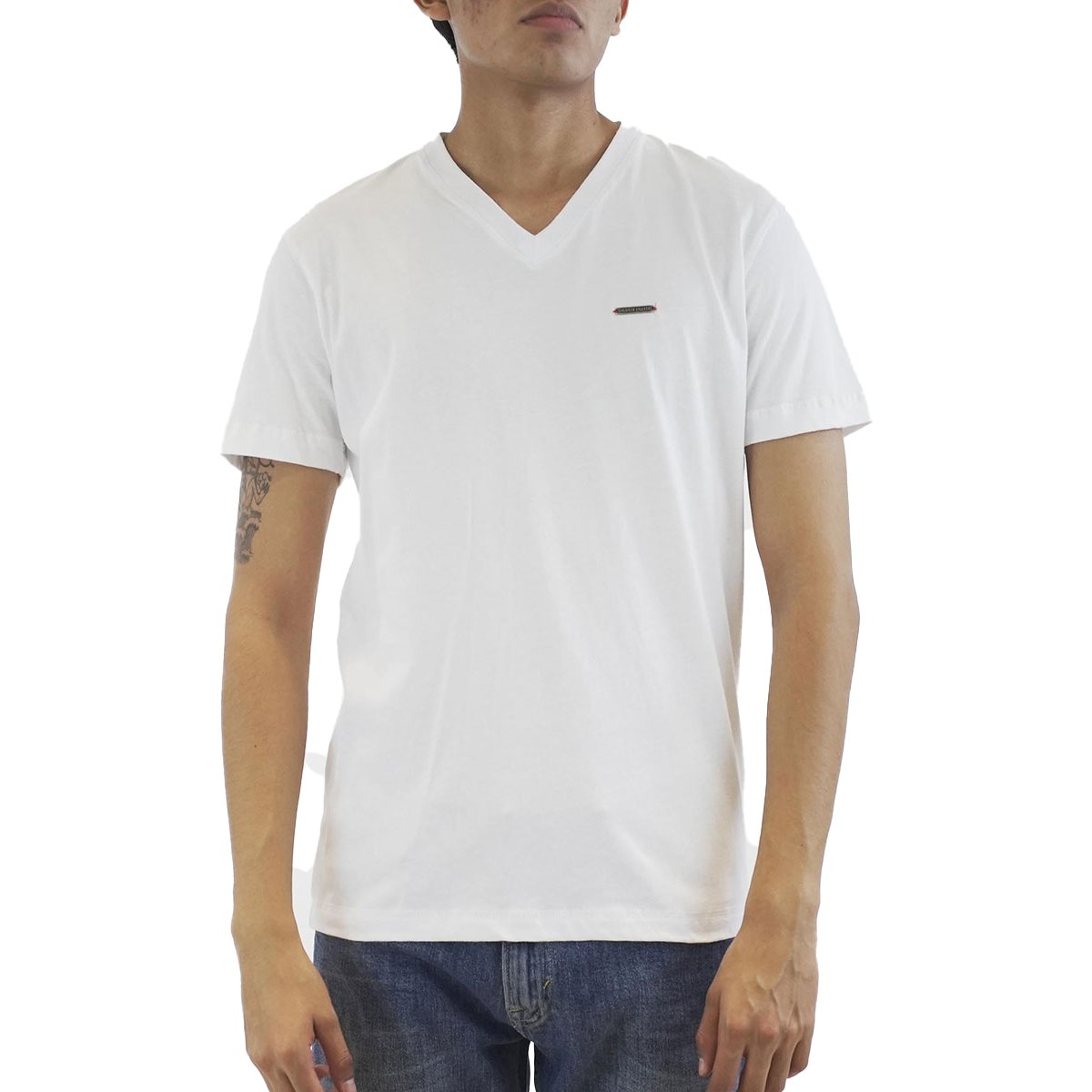 Playera Básica con Cuello V para Hombre Silver Plate