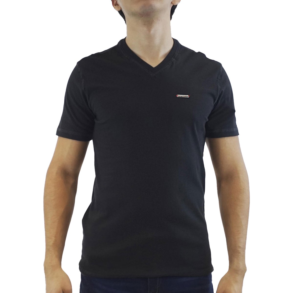 Playera Básica con Cuello V para Hombre Silver Plate