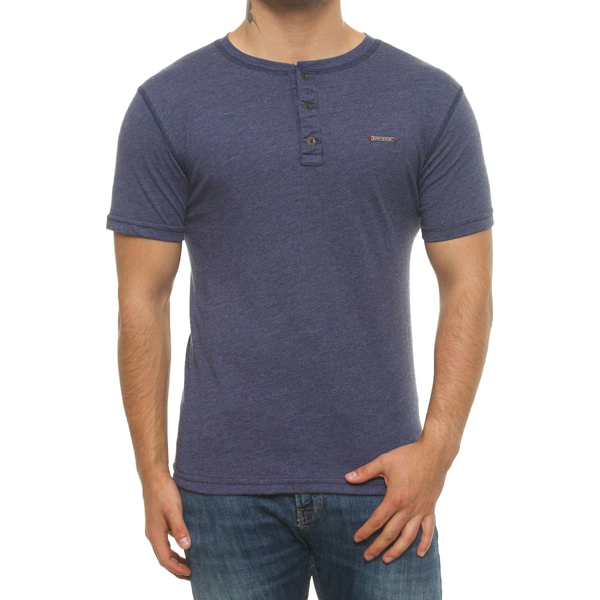 Playera Básica Henley para Hombre Silver Plate