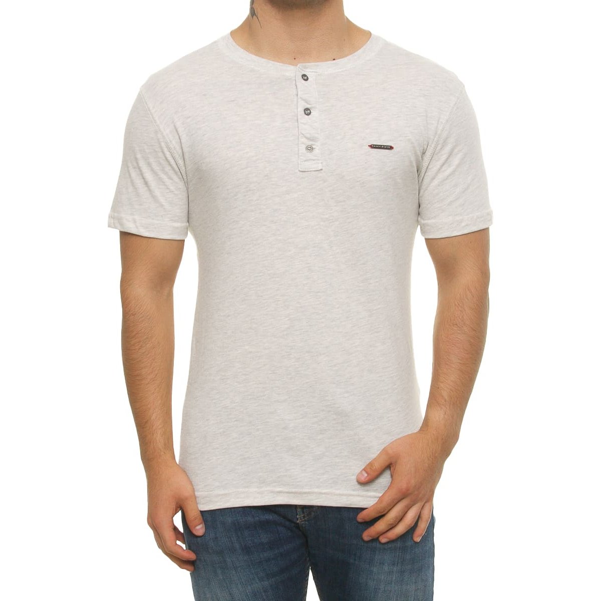 Playera Básica Henley para Hombre Silver Plate