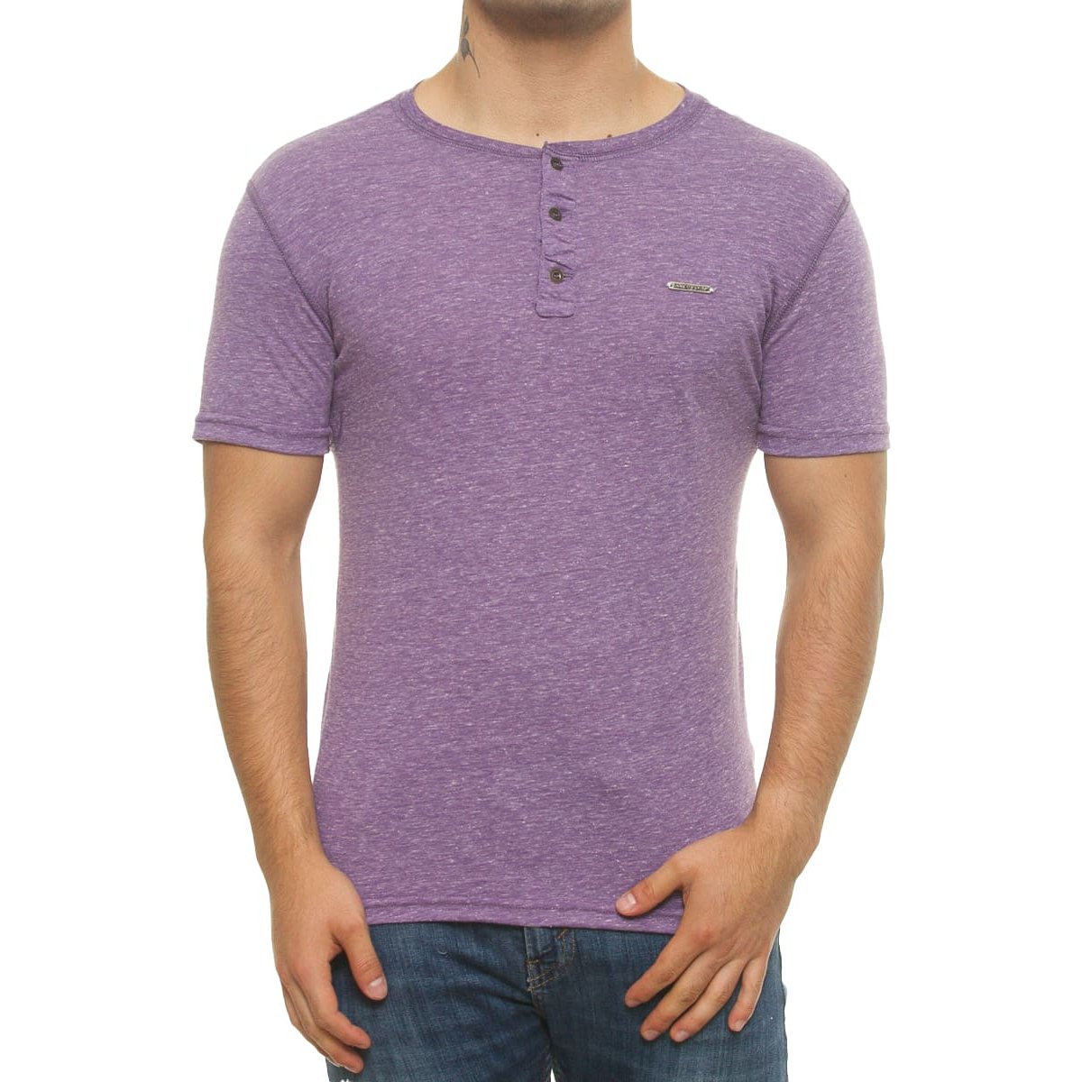 Playera Básica Henley para Hombre Silver Plate