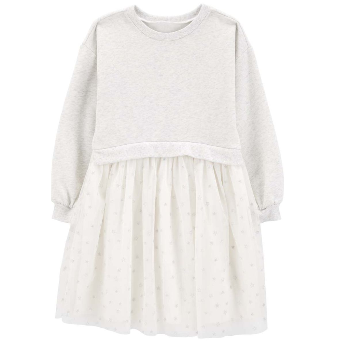 Vestido Manga Larga con Tul Gris para Niña Carter's