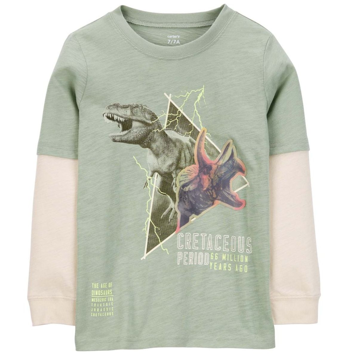 Playera Manga Larga Dinosaurio Verde Carter's