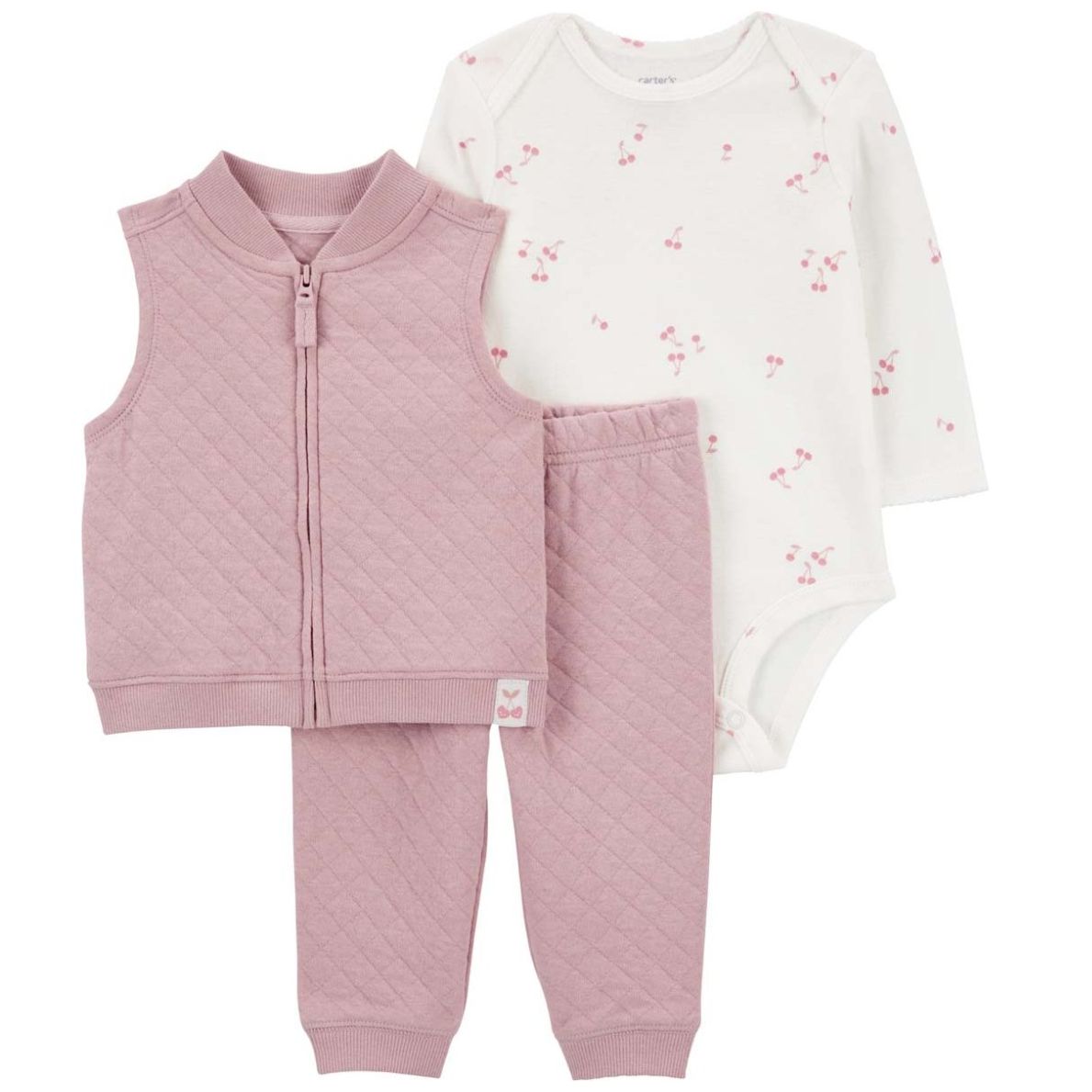 Set de 3 Piezas con Chaleco Capitonado para Bebé Niña Rosa Carter's