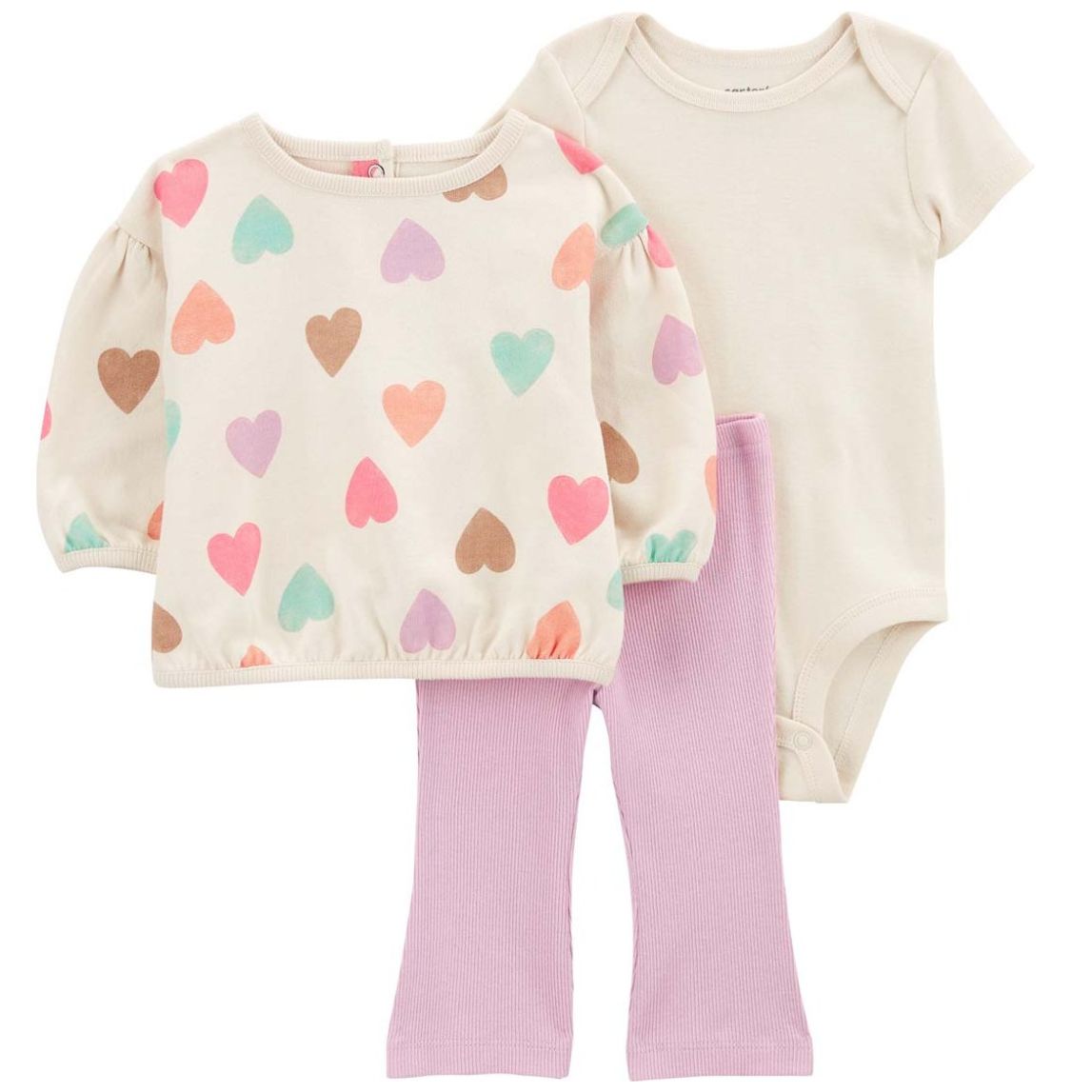 Set de 3 Piezas con Pants Corazones Multicolor para Bebé Niña Carter's