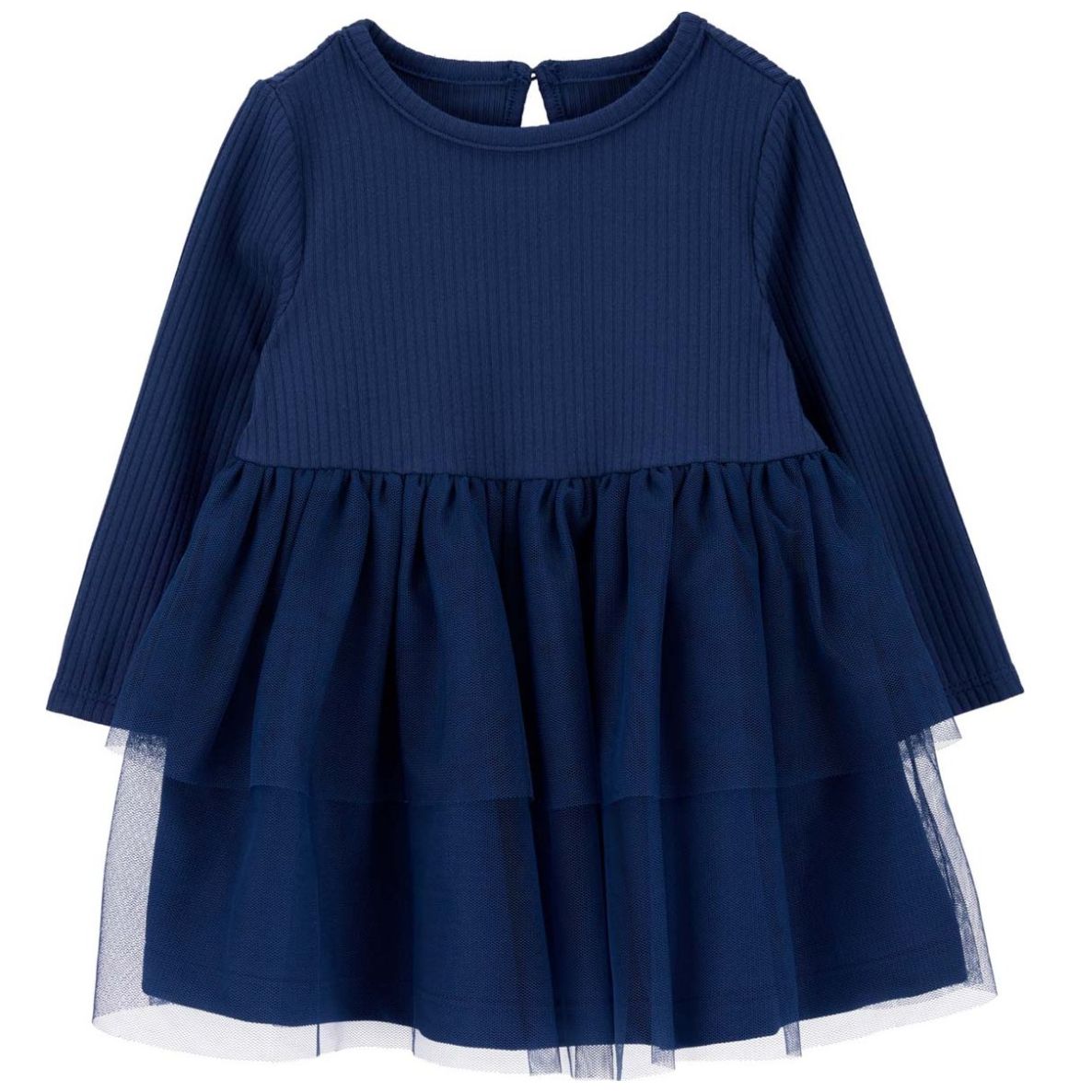 Vestido Manga Larga con Tul Azul Obscuro para Bebé Niña Carter's