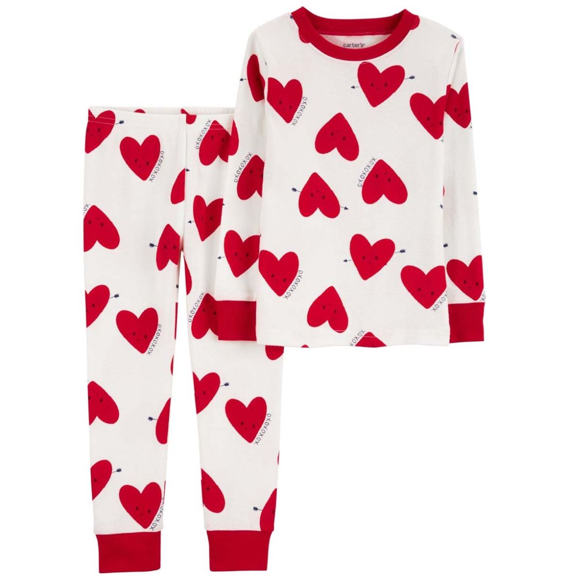 Conjunto 2 Piezas Pijama Corazones Crema para Bebé Niña Carter's