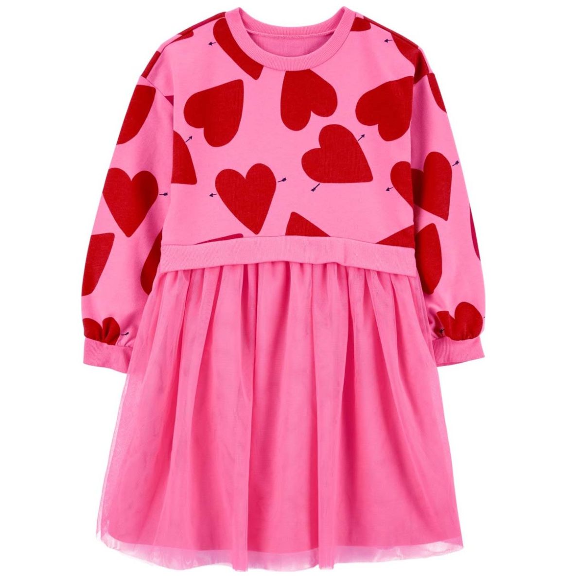 Vestido Manga Larga Corazones Rosa para Niña Carter's