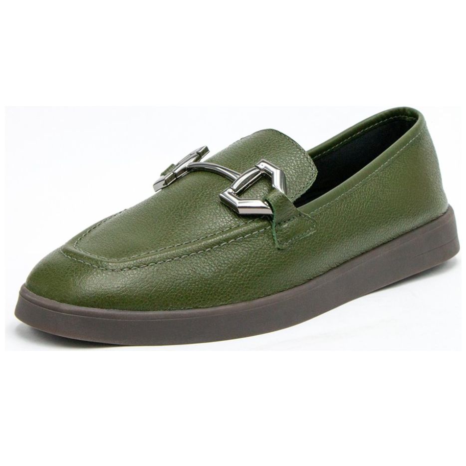 Mocasín Verde con Herraje para Mujer Via uno