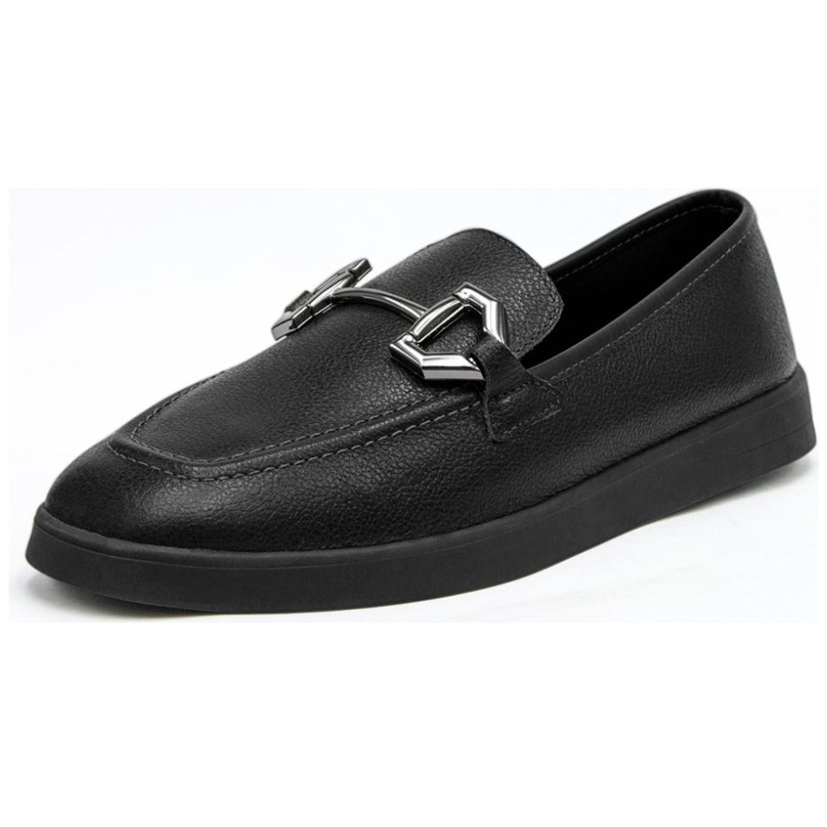 Mocasín Negro con Herraje para Mujer Via uno