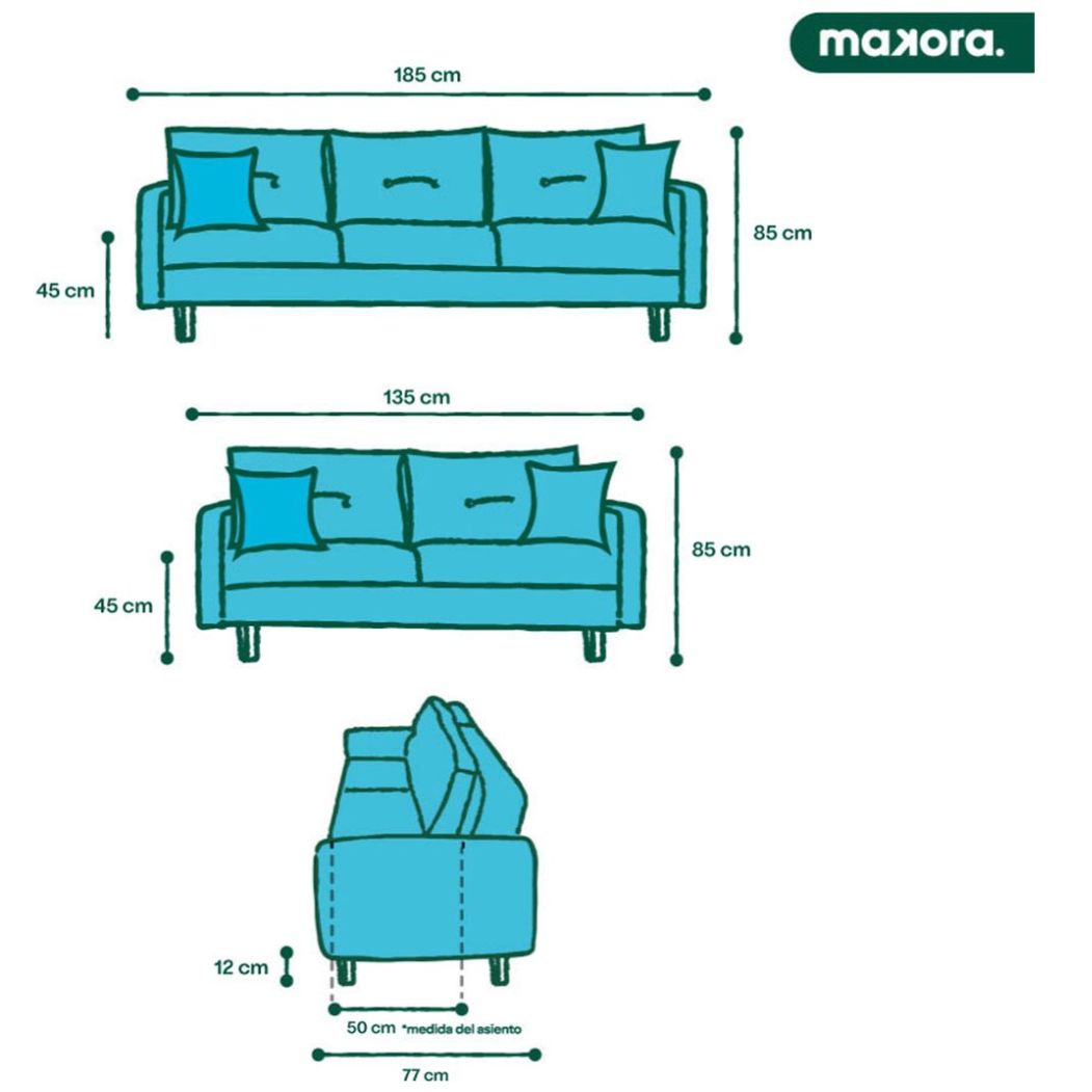 Sala 2 Pzas Piccola Chocolate Makora