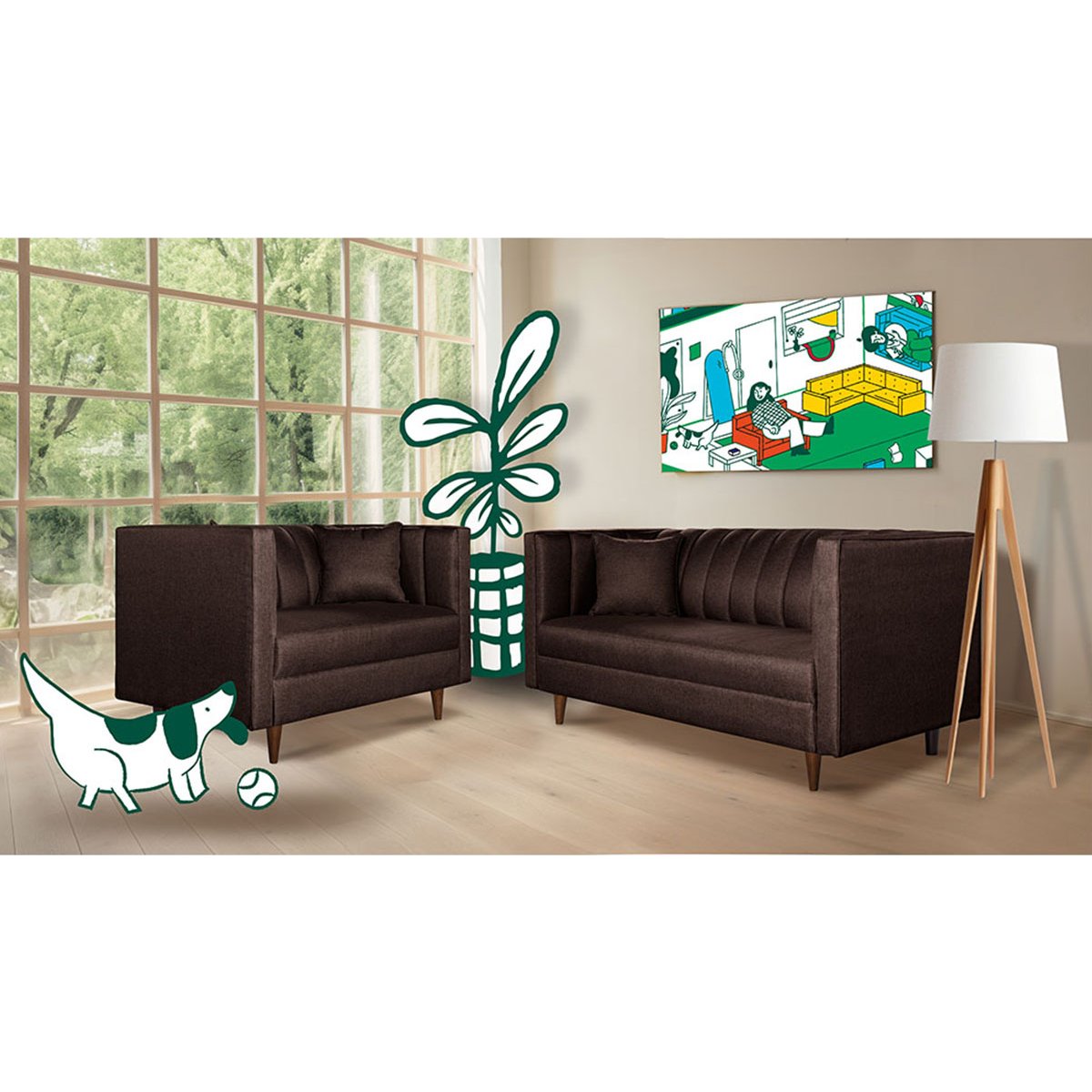 Sala 2 Pzas Piccola Chocolate Makora