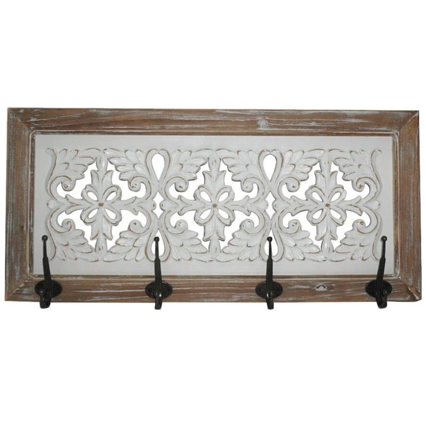 Perchero Pared Carved White Vintage Home