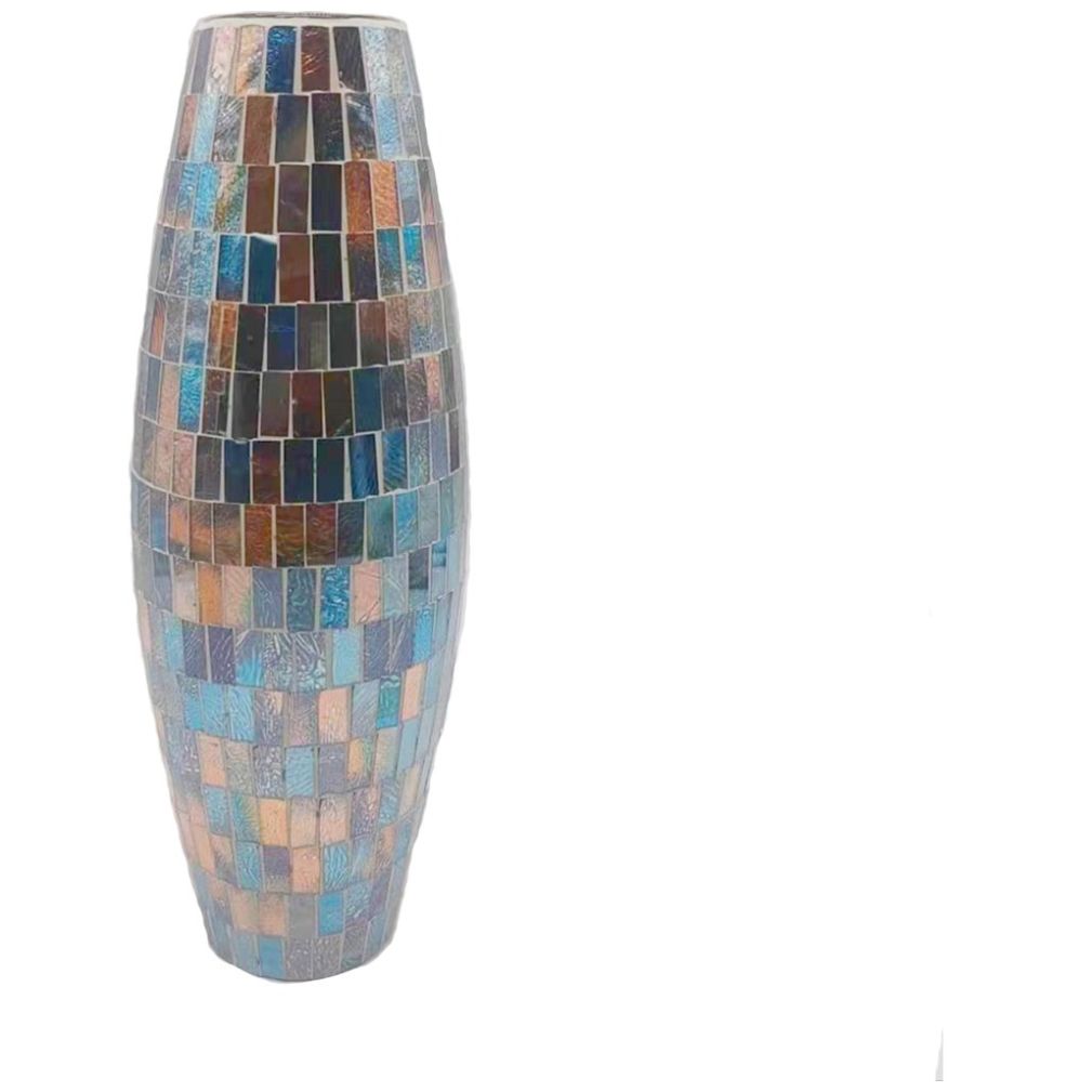 Vasija Mosaic Ocre Turquoise Vintage Home