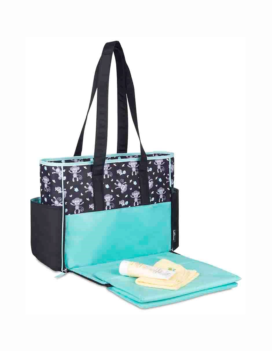 Pañalera Tote Mono Aqua Baby Boom