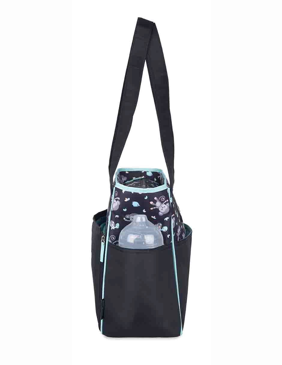 Pañalera Tote Mono Aqua Baby Boom