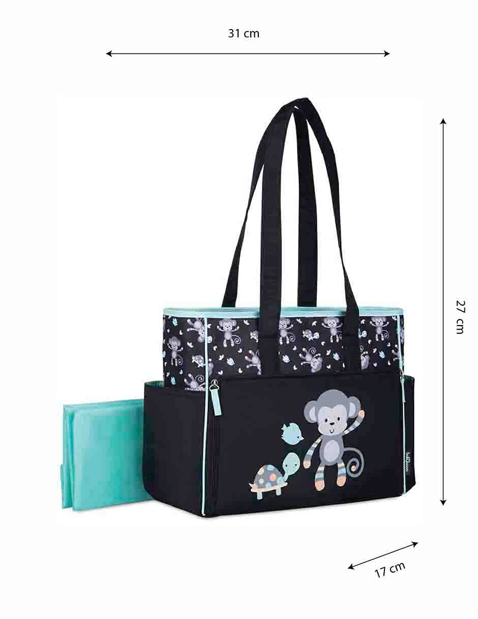 Pañalera Tote Mono Aqua Baby Boom