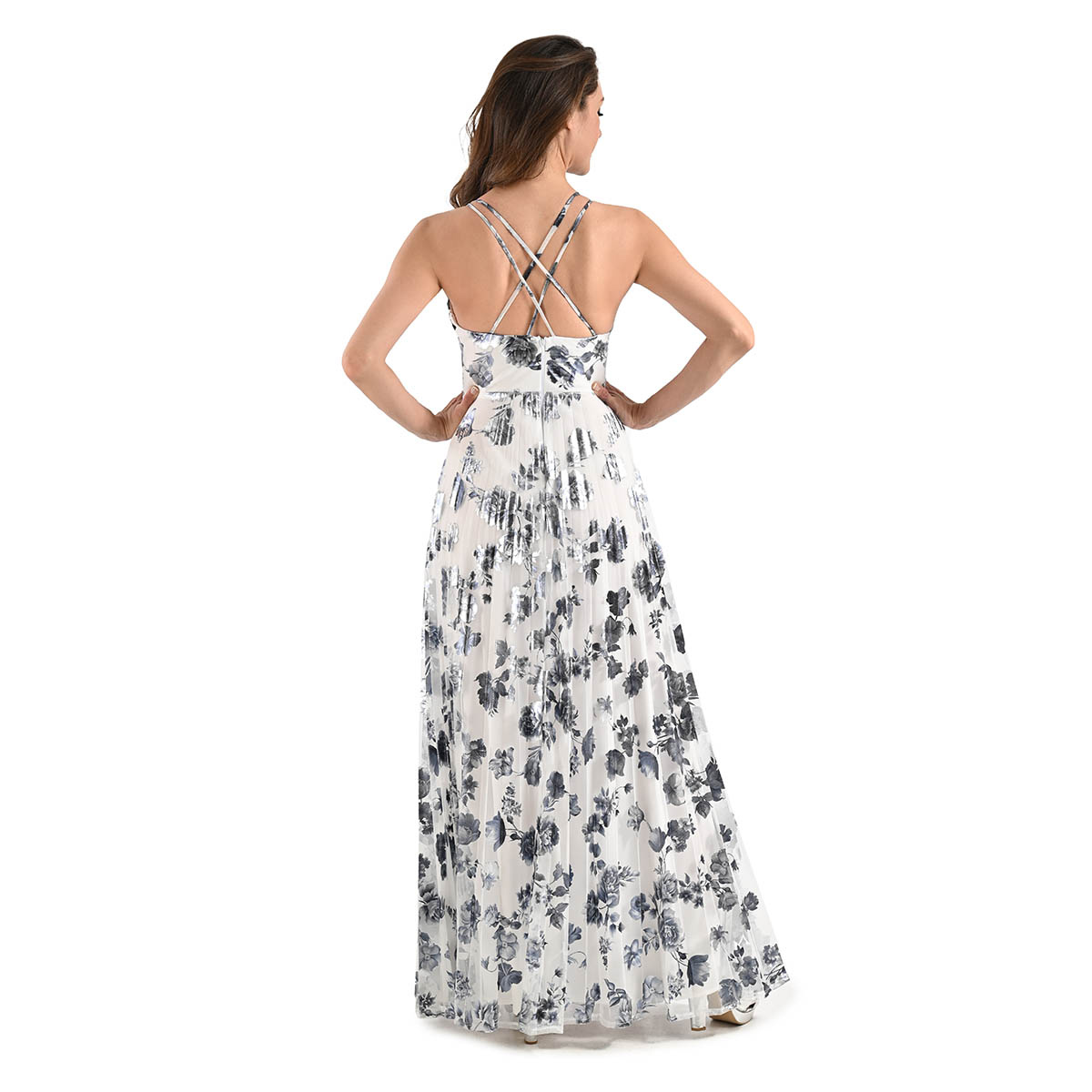 Vestido Largo Pink Gallery Tirantes Falda Plizada para Mujer