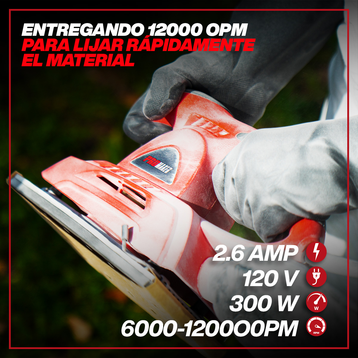 Lijadora de Palma 1/2 300W 6 Velocidades 13000 Rpm Promaker