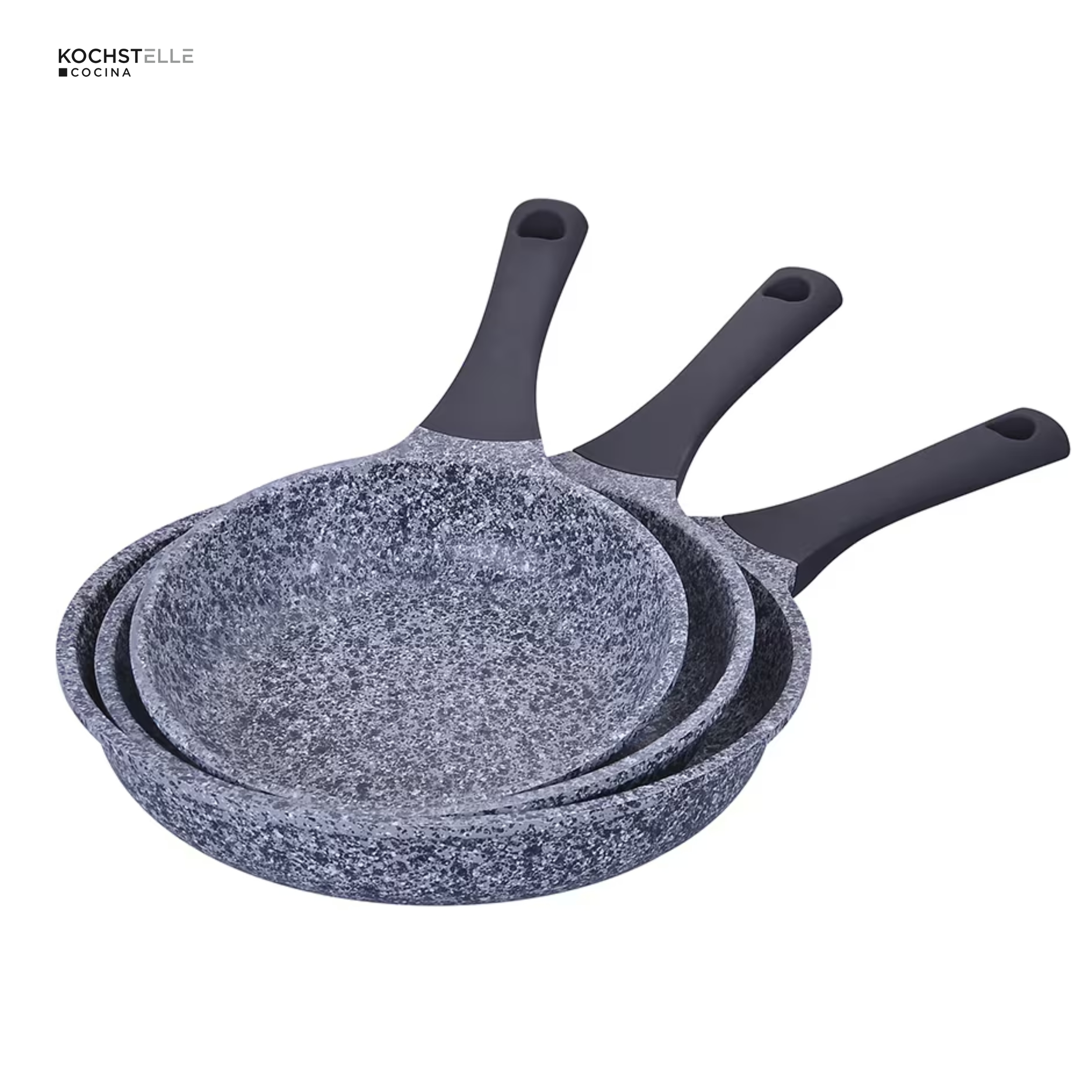 Set de 3 Sartenes Antiadherentes de Granito Gris Kochtelle
