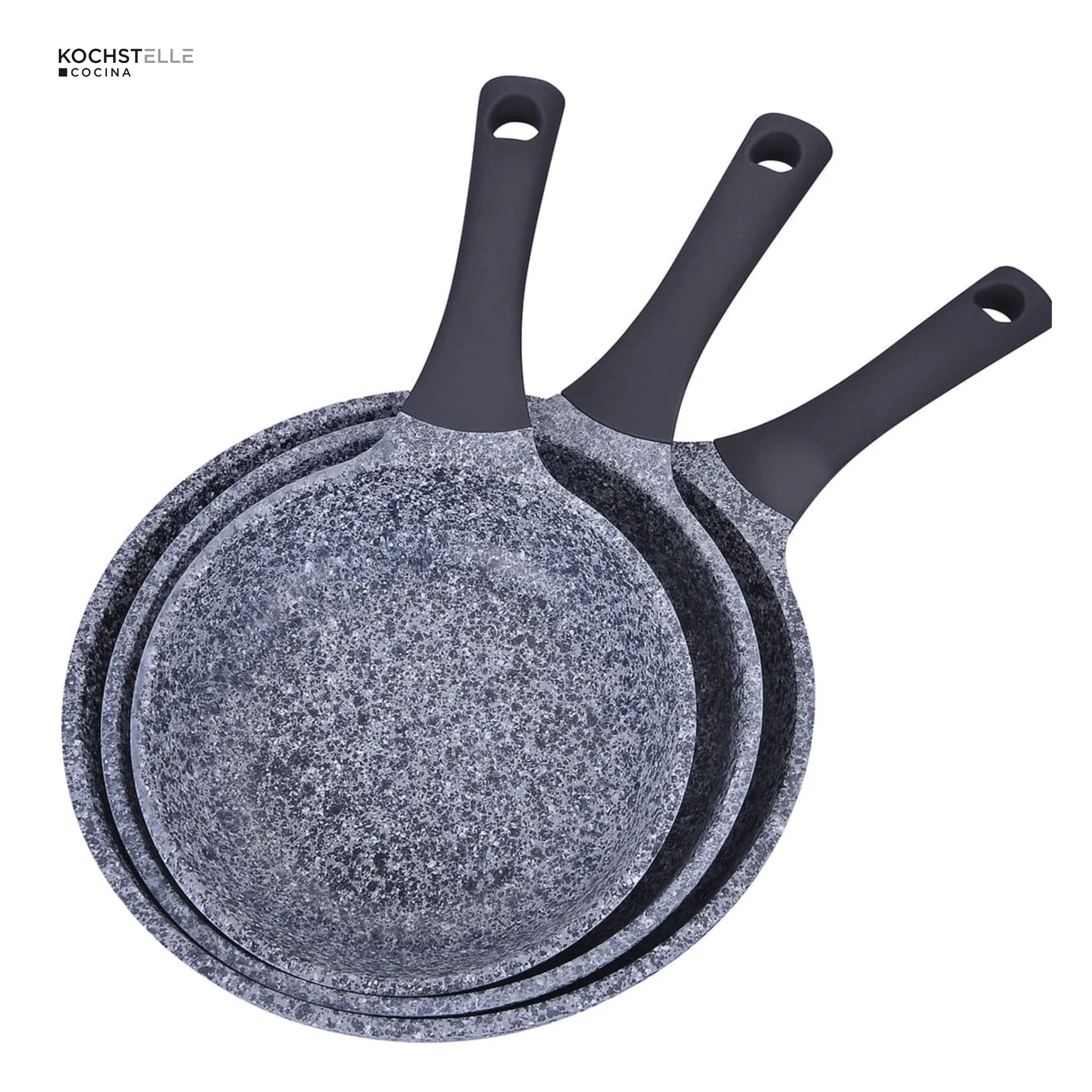 Set de 3 Sartenes Antiadherentes de Granito Gris Kochtelle