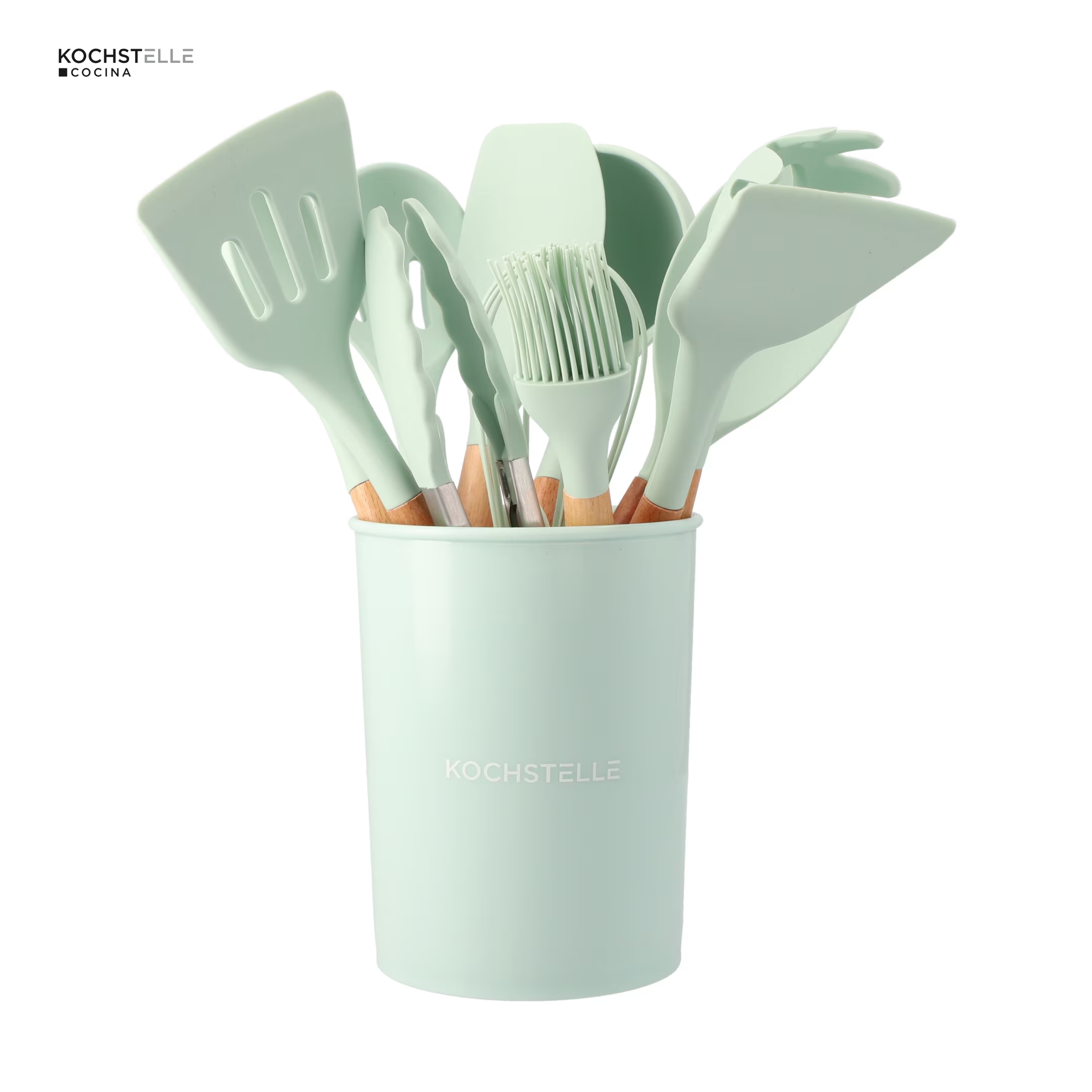 Set de 11 Espátulas Verdes Antihaderentes de Silicona Kochtelle