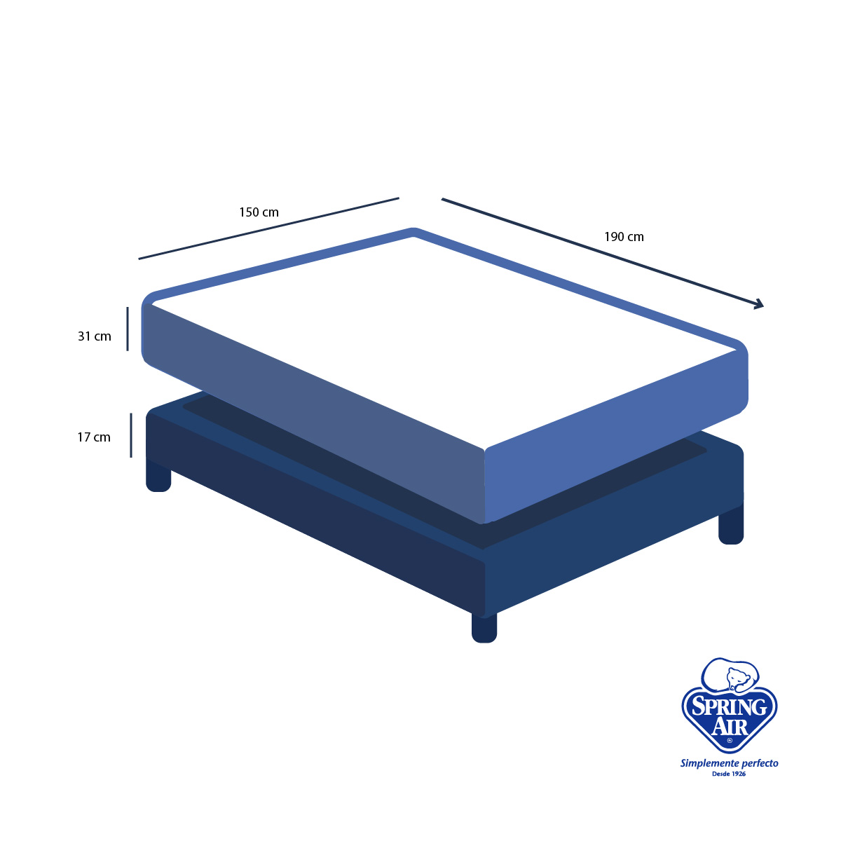 Juego Colchón Más Box Queen Size Peace Spring Air