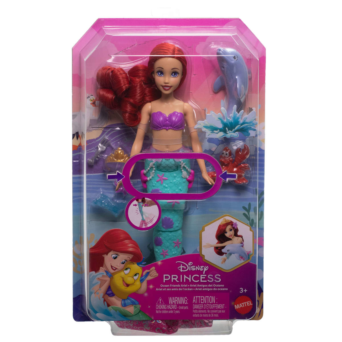 Disney Princesa Set de Juego Ariel con Delfin Y Sebastian