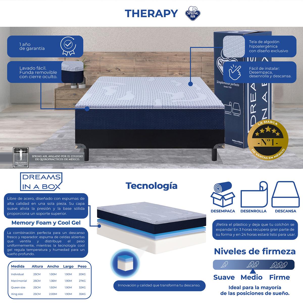 Colchón de Caja Queen Size Therapy Dreams Spring Air