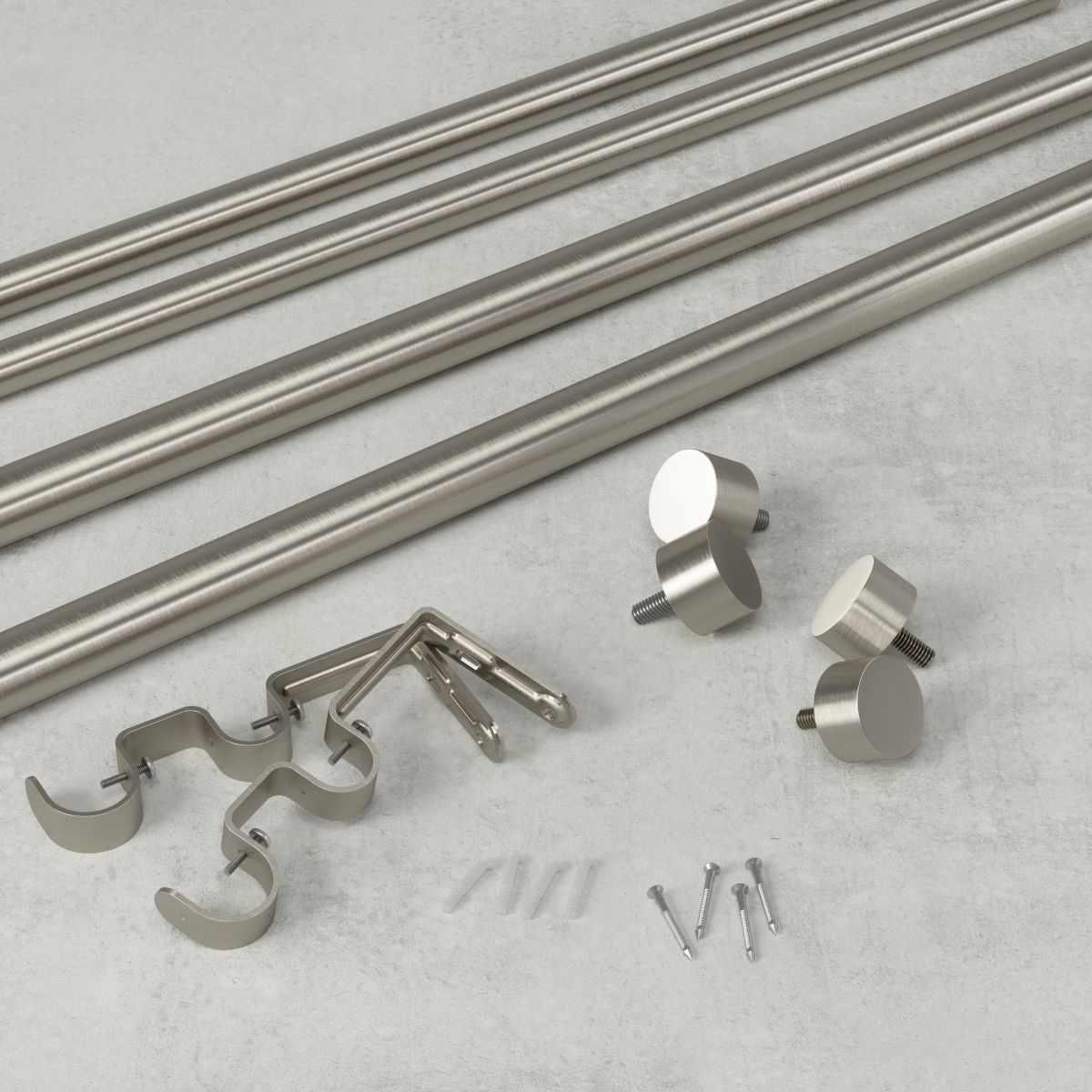 Cortinero Plateado Doble Cappa 90-160 Cm Umbra