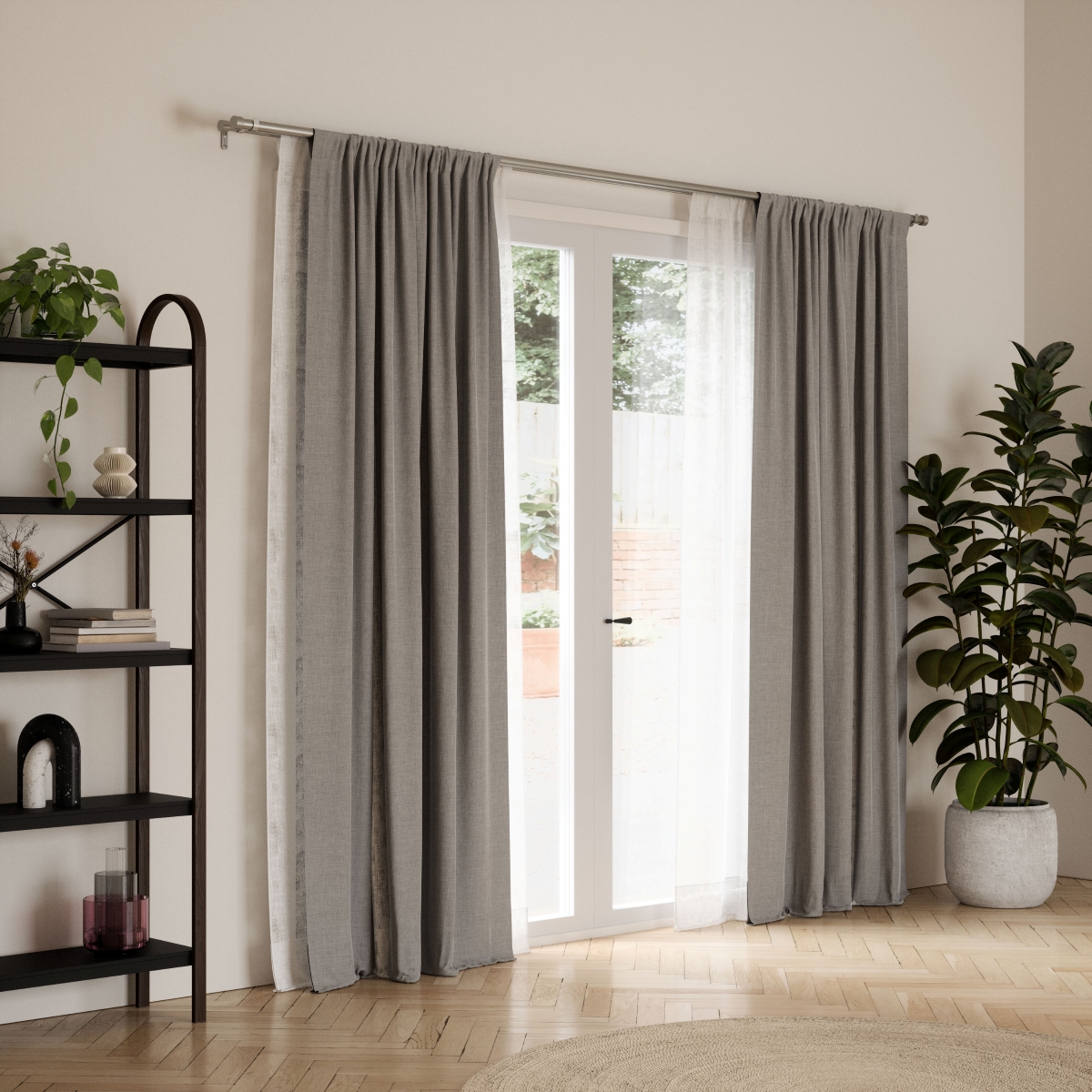 Cortinero Plateado Doble Cappa 90-160 Cm Umbra