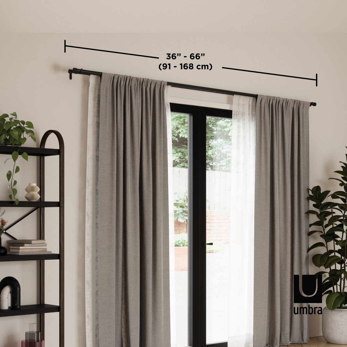 Cortinero Plateado Doble Cappa 90-160 Cm Umbra