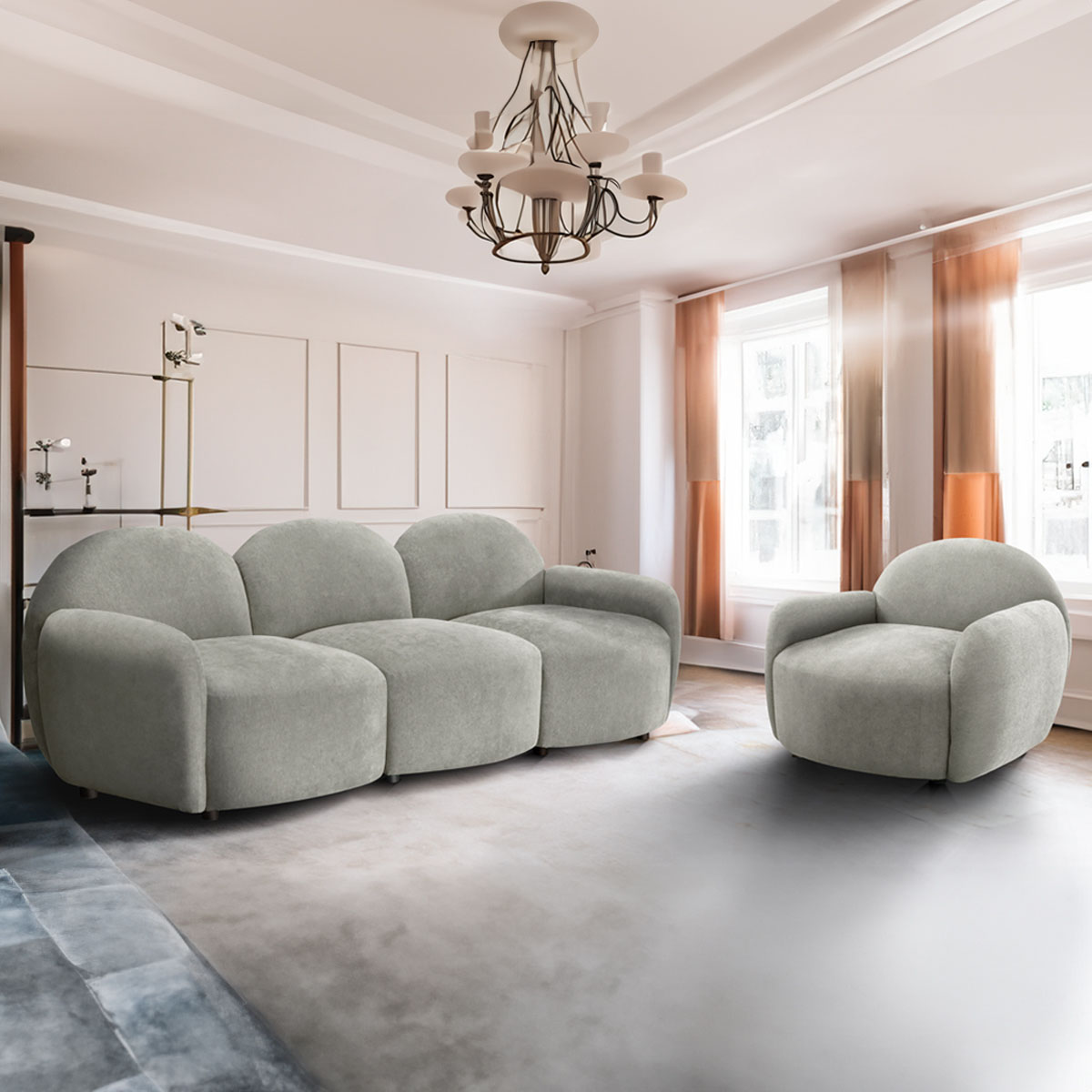 Sillón Individual Gris Sin Brazos Verri Tela Gris Liz